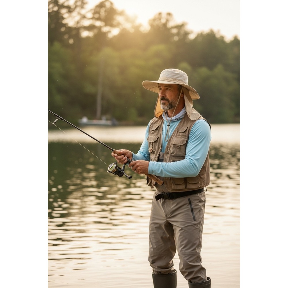 NEW Mens Sun Hat‎ Wide Brim UPF 50 Sun Protection Fishing Hat Khaki
